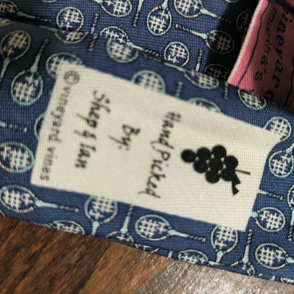 Blue Tennis Racket Pattern Tie - Picture 3 of 5